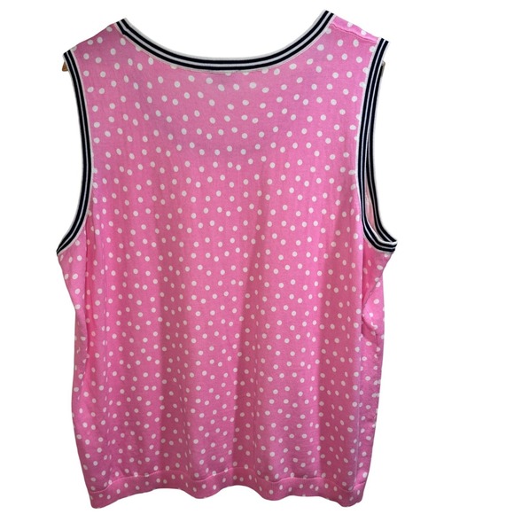 Talbots Woman Pink Polka Dot Sweater‎ Knit Vest 2X Preppy Academia Church Office - Picture 3 of 7